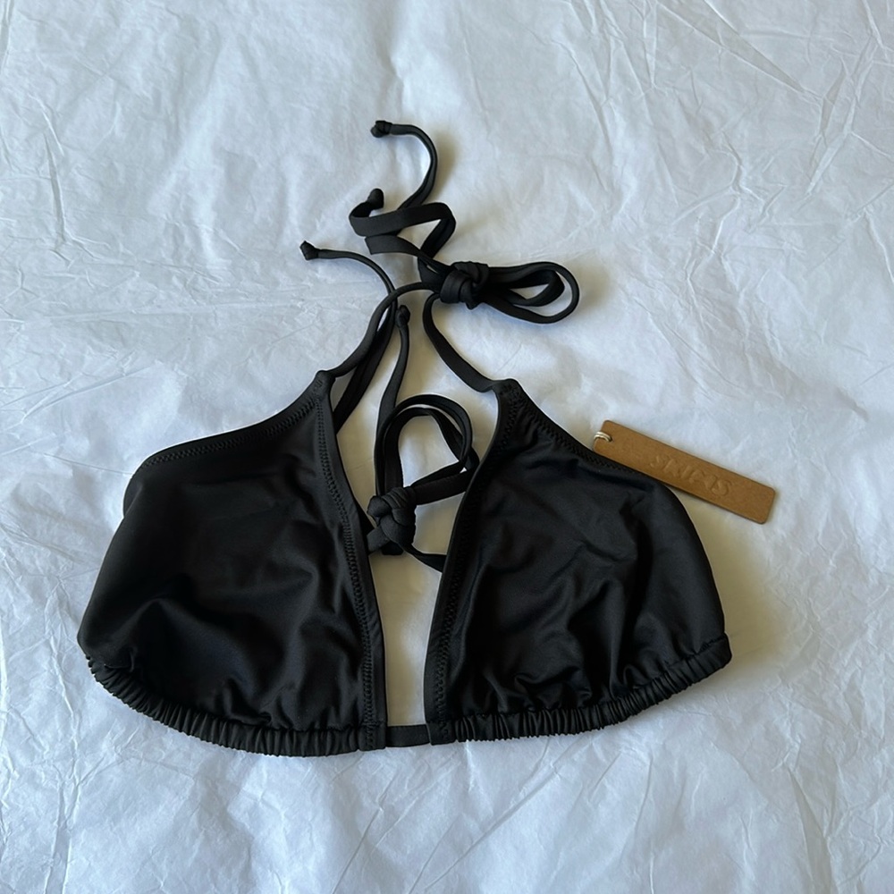 Skims Black Triangle Halter Bikini Top